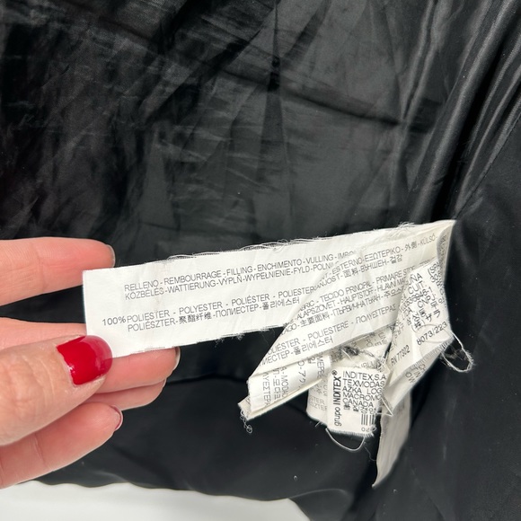 ZARA WOMEN BLACK WARM QUILTED PARKA JACKET Removable Fur Hidden Hood Small - Picture 10 of 16